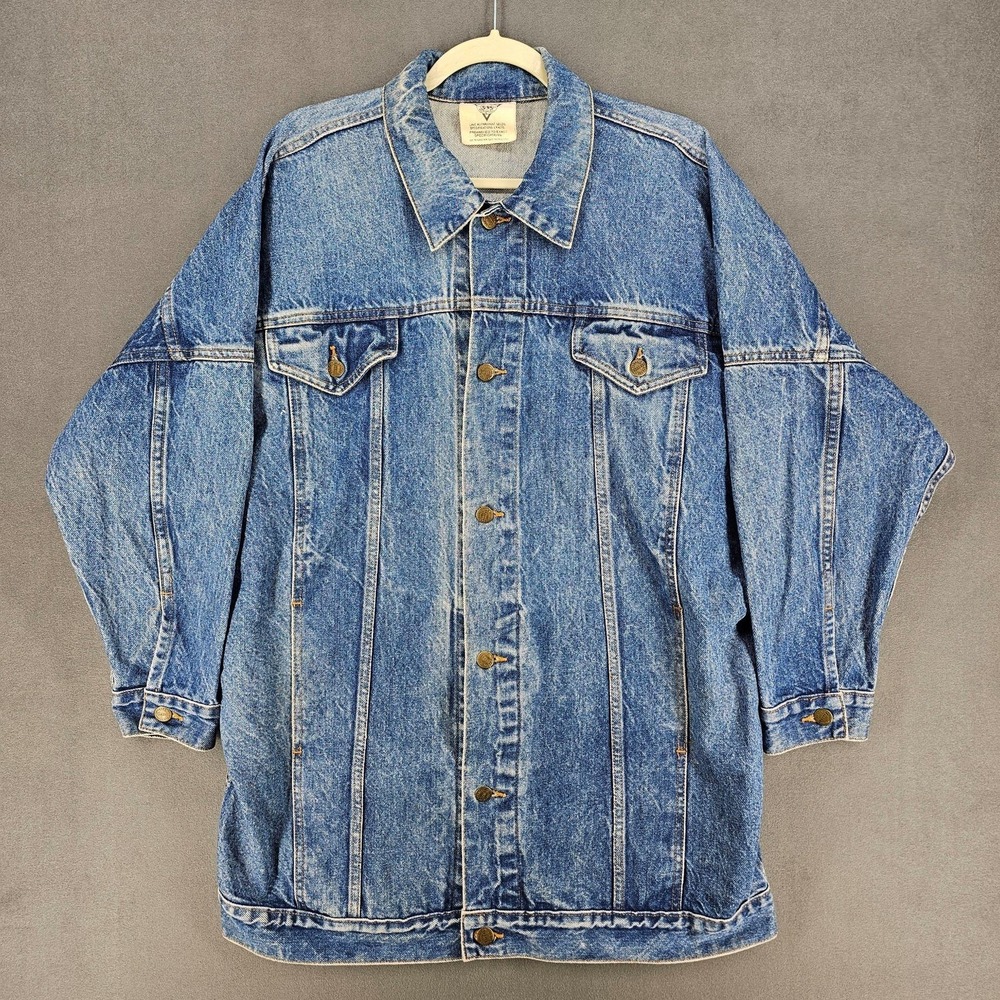 Vintage Limited Express Jacket Womens 2‎ Blue Denim Oversized Trucker USA 80s